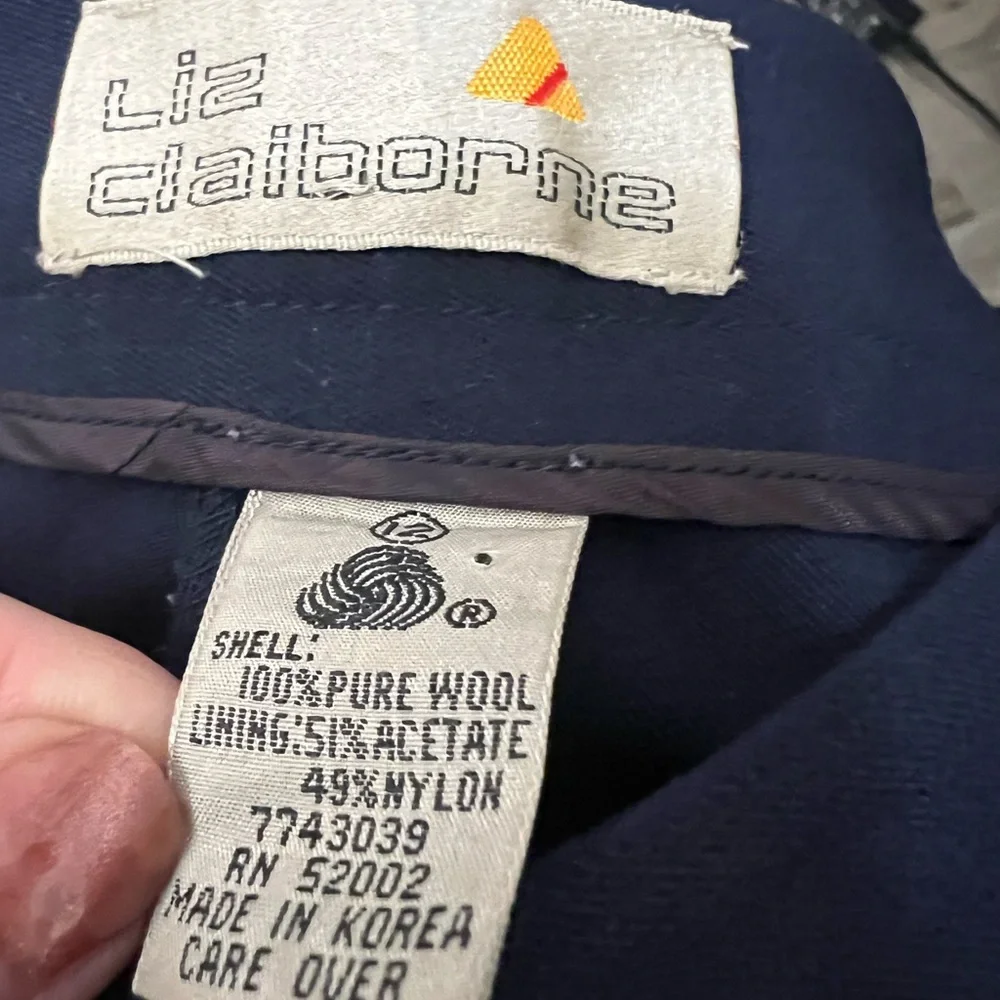 Vintage Liz Claiborne Women's Navy Trousers 100% wool sz 12 EUC